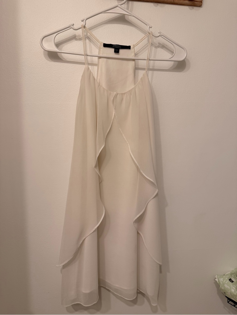 Guess Ivory Strapless Ruffle Accent Dress